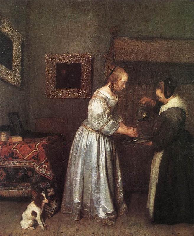 Woman Washing Hands st, TERBORCH, Gerard